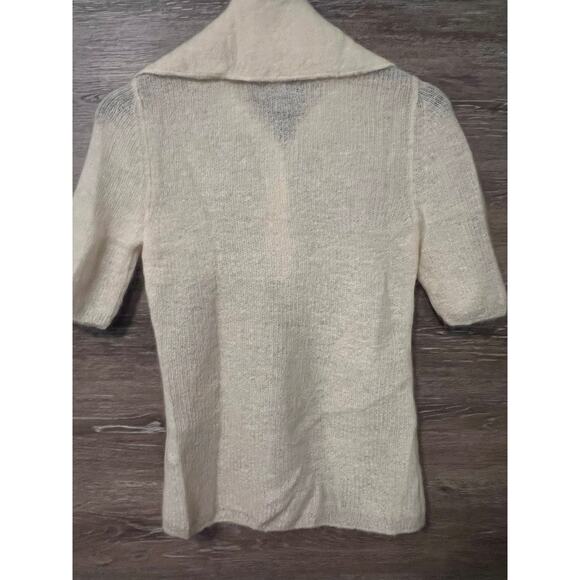 H&M Mohair wool blend collared top  size S beige cream henley preppy minimalist - Picture 7 of 7